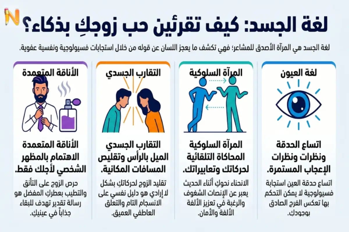 علامات حب الزوج لزوجته في علم النفس ولغة الجسد